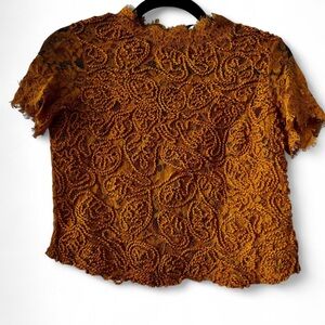 Zara Orange Lace Top